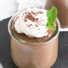 vegan chocolate mint mousse in a glass jar