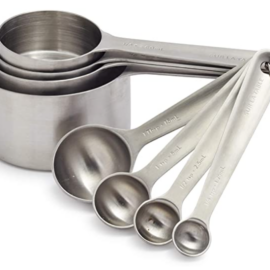 stock photo of metal measuring cups and spoons