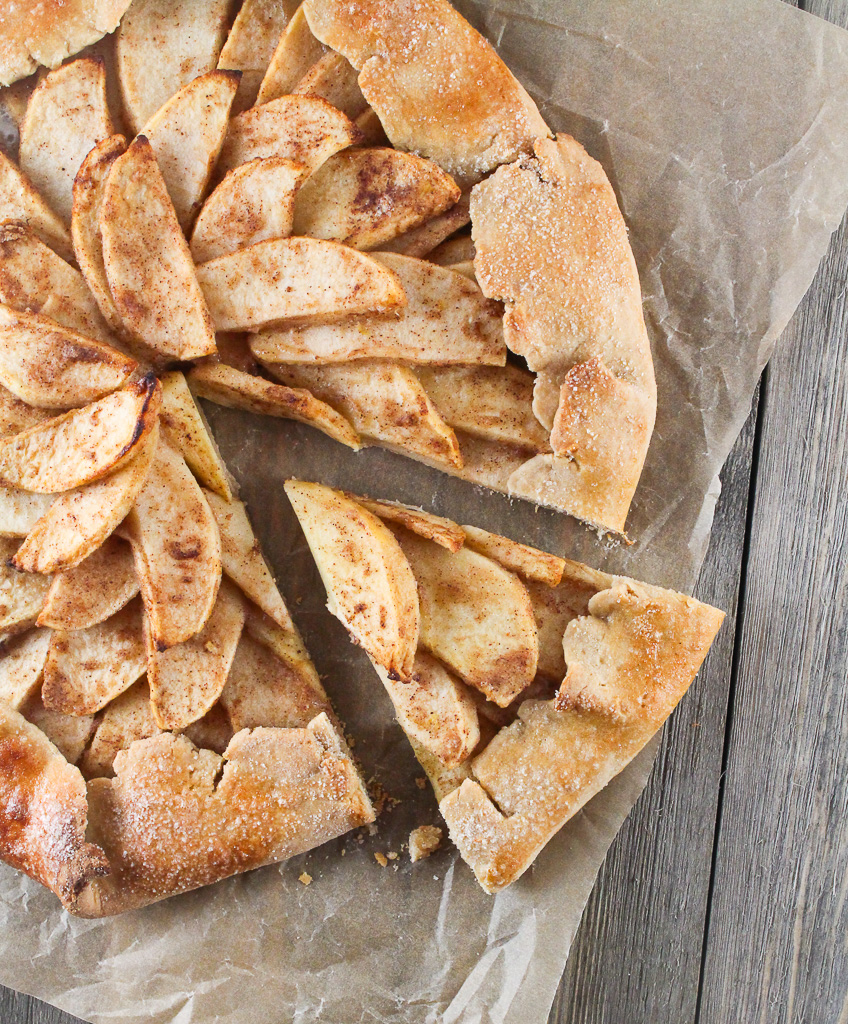 slice cut out of an apple galette